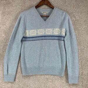 Y2K Aeropostale Wool Sweater M Y2K Nordic Blue Christmas Fair‎ Isle *Stain*